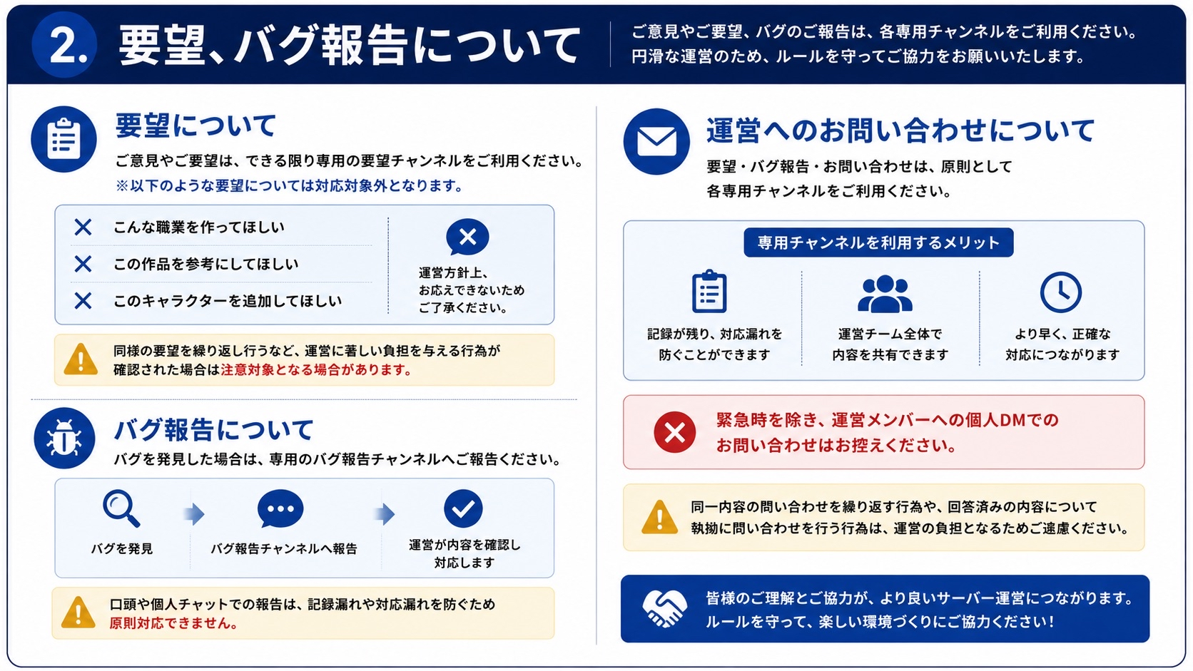 サーバールール 2 要望、バグ報告について