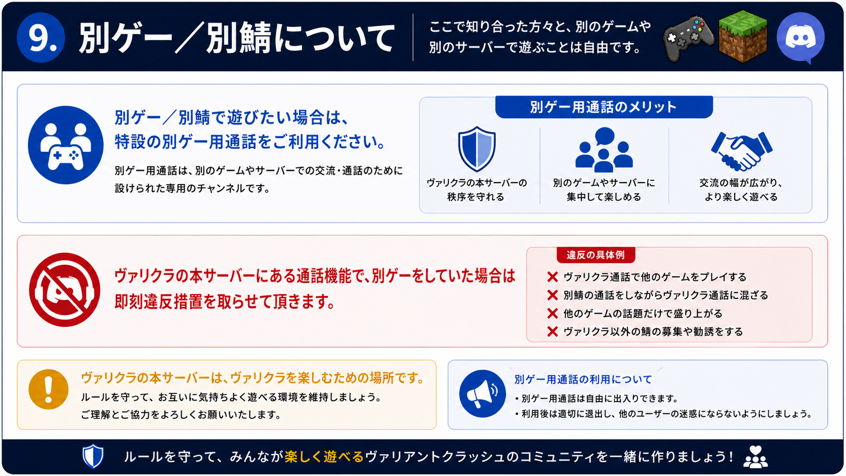 サーバールール 9 別ゲー／別鯖について